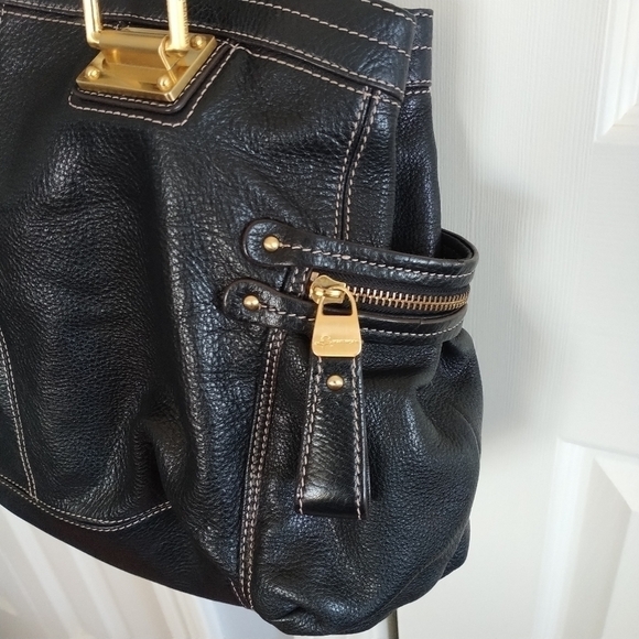 B Makowsky Black Pebble Leather Satchel Shoulder Bag - Picture 8 of 14